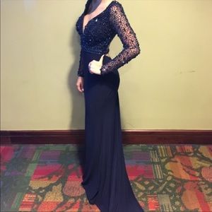 Jovani Blue gown beaded gorgeous